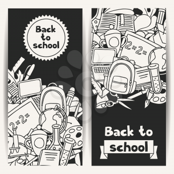Back to school background with education hand drawn doodles.