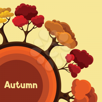 Autumn background design with abstract stylized trees.