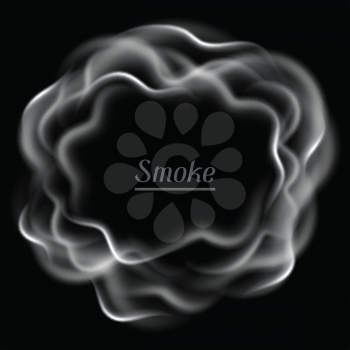 Realistic vector illustration of smoke on black background.