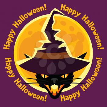 Happy halloween greeting card with moon and 