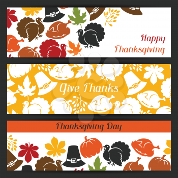 Happy Thanksgiving Day banners design with holiday objects.