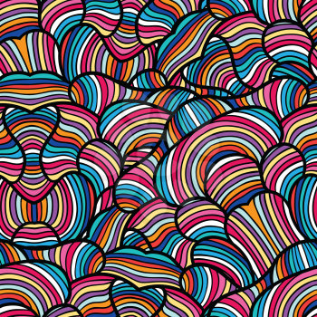 Seamless pattern with hand drawn waves line art.