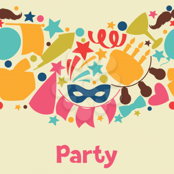 Carnival show and party seamless pattern with celebration objects.