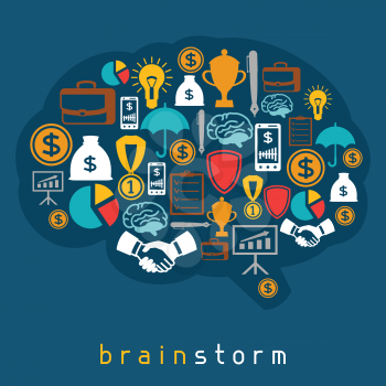 Brainstorm business and finance concept flat illustration.