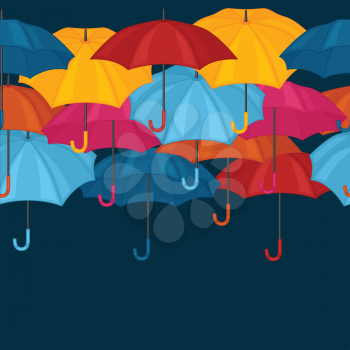 Seamless pattern with colored umbrellas for background design.