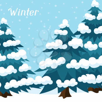 Winter background design with abstract stylized trees.