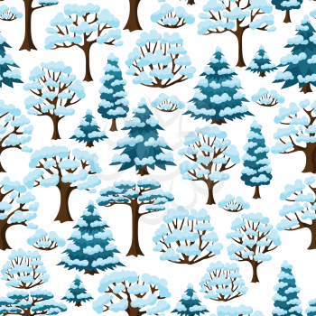 Winter seamless pattern with abstract stylized trees.