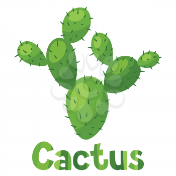 Abstract stylized cactus and text background design.