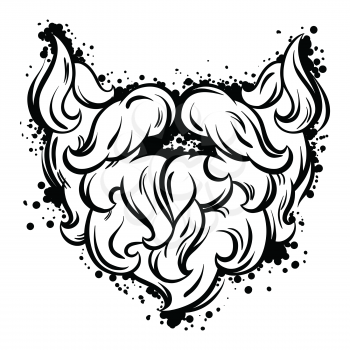 Hipster mustache and beard in line art style.