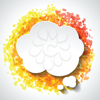 Abstract white paper speech bubble on color grunge background.