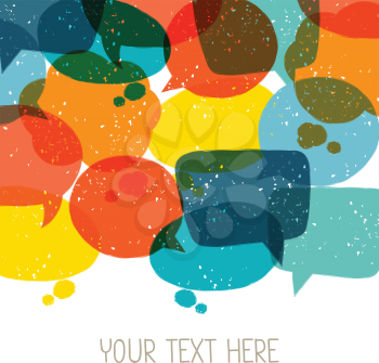 Background with abstract retro grunge speech bubbles.