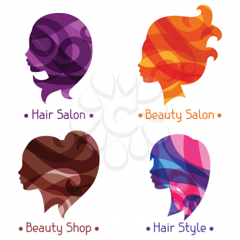 Women silhouettes emblems of beauty or hairdressing salon.
