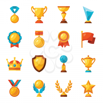 Sport or business trophy award icons set.