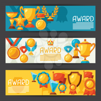 Sport or business banners with award icons.