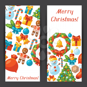 Merry Christmas holiday banners  with celebration object.