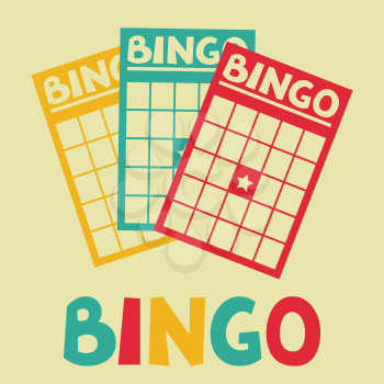 Bingo or lottery retro game illustration with cards.