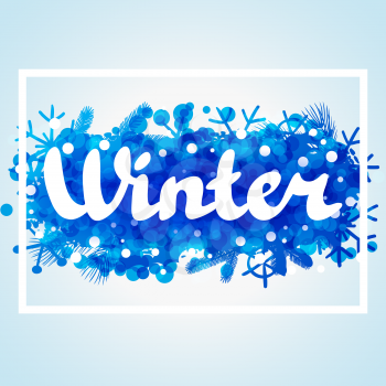 Winter abstract background design with snowflakes and snow.