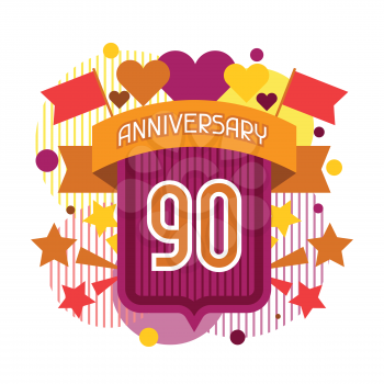 Anniversary abstract background with ribbon and decorative elements.