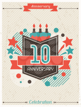Anniversary abstract background with ribbon and decorative elements.
