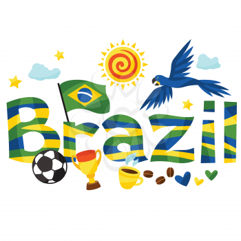 Brazil design with objects on white background.