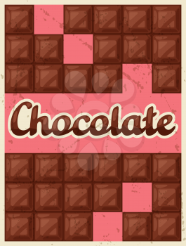 Poster with chocolate bar in retro style.