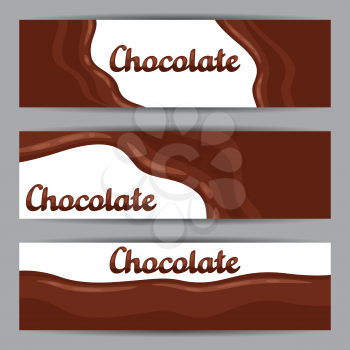 Set of horizontal banners with chocolate flow.