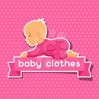Background with sticker baby clothes for newborns.