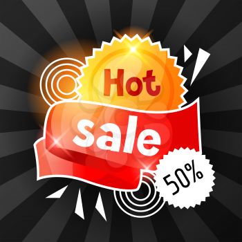 Hot sale banner. Advertising flyer for commerce, discount and special offer.