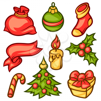 Set of Merry Christmas holiday symbols and object.