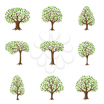 Set of abstract stylized trees. Natural illustration.