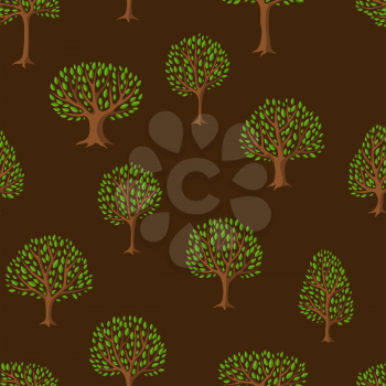 Seamless pattern with abstract stylized trees. Natural illustration.