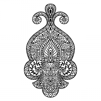 Indian ethnic ornament. Hand drawn henna tattoo decorative element.