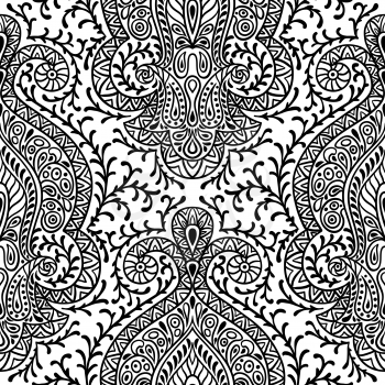 Indian ethnic seamless pattern with hand drawn ornament.