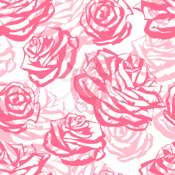 Seamless pattern with pink roses. Fashion natural background.