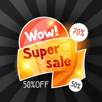 Super sale banner. Advertising flyer for commerce, discount and special offer.