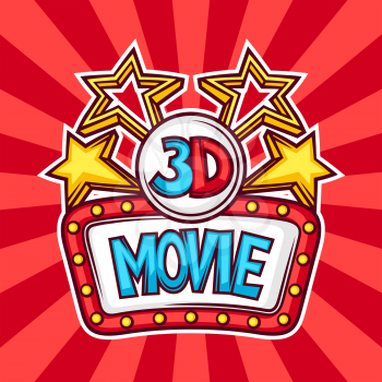 Cinema and 3d movie advertising background in cartoon style.