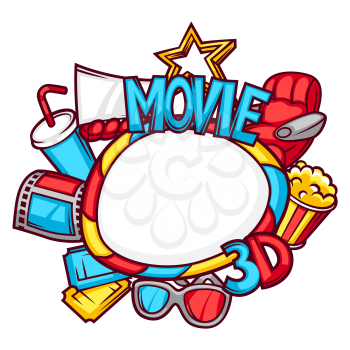 Cinema and 3d frame background in cartoon style.