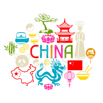 China background design. Chinese symbols and objects.