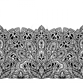 Indian ethnic seamless border with hand drawn ornament.