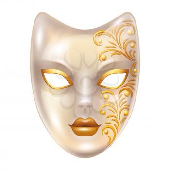 Carnival venetian masks decorated with golden ornaments.