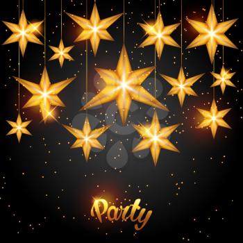 Celebration party background with starsornament. Greeting, invitation card or flyer.