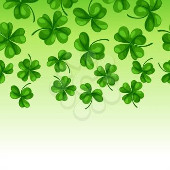 Saint Patricks Day seamless border. Green clover shamrock and the four-leaf.