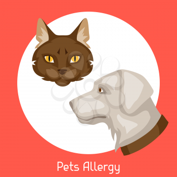 Pets allergy. Vector illustration for medical websites advertising medications.