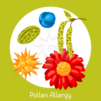 Pollen allergy. Vector illustration for medical websites advertising medications.
