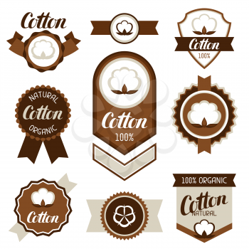 Cotton badges banners and emblems. Clothing labels.