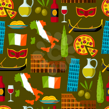 Italy seamless pattern. Italian symbols and objects.