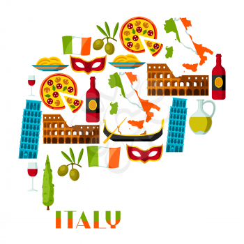 Italy background design. Italian symbols and objects.