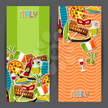 Italy banners design. Italian sticker symbols and objects.