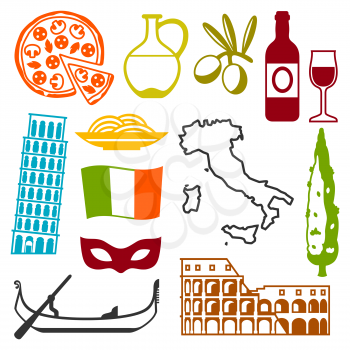 Italy icons set. Italian symbols and objects.