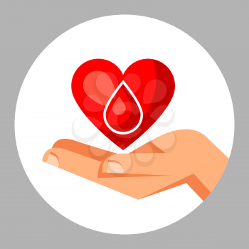 Donate blood. Medical and healthcare concept with heart and hand.